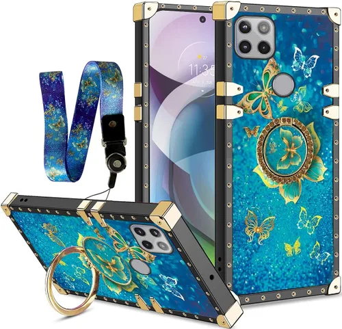 Miniatura 15 de nancheng Funda para Motorola Moto One 5G Ace/One 5G UW Ace Luxury Colorful Love Heart Bee Design Gold Electroplated Phone Cover with 360° Diamond