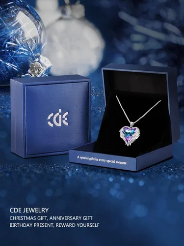 Miniatura 5 de CDE Collar con dije de corazón de ala de ángel para mujer, tono plateadodorado, regalo de Navidad, San ValentínDía de la Madre, aniversario