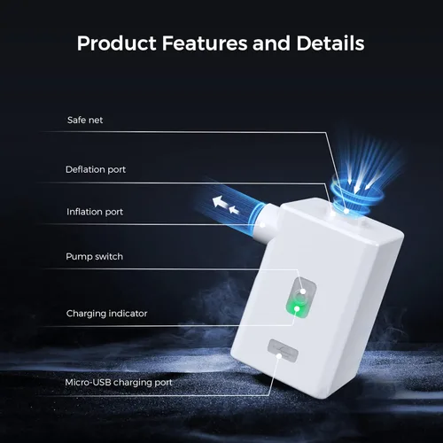 Miniatura 4 de FLEXTAILGEAR Bomba de aire portátil, bomba de colchón de aire eléctrica, bomba de aire para campamento con batería recargable de 3600 mAh, Blanco
