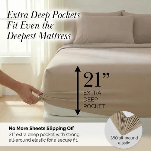 Miniatura 249 de Southshore Fine Living, Inc. Juego de 7 piezas de sábanas King divididas para cama ajustable, juego de sábanas King divididas con bolsillo de 21