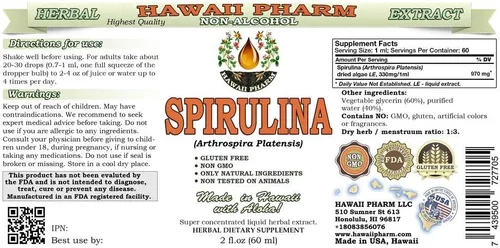 Miniatura 2 de Hawaii Pharm Extracto líquido sin alcohol de espirulina, grado profesional, espirulina hecha a mano en lotes pequeños (Arthrospira platensis)