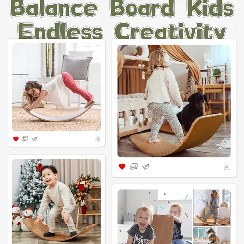 Miniatura 2 de Gentle Monster - Tabla de equilibrio oscilante de madera, juguete de madera natural Montessori para niños pequeños y adultos; juguete de aprendizaje