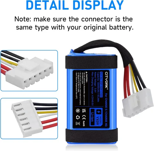 Miniatura 2 de CITYORK Batería de repuesto GSP-1S3P-CH4D de 12000 mAh para altavoz Bluetooth Charge 5, carga recargable de alto rendimiento 5