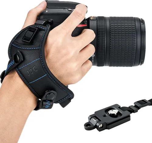 JJC Correa de mano para cámara DSLP sin espejo para Canon EOS R8 R10 R7 5D Mark IV III 7D 6D R5 Mark II 4000D 2000D 90D 80D Rebel T8i T7 T7i ZR Azul