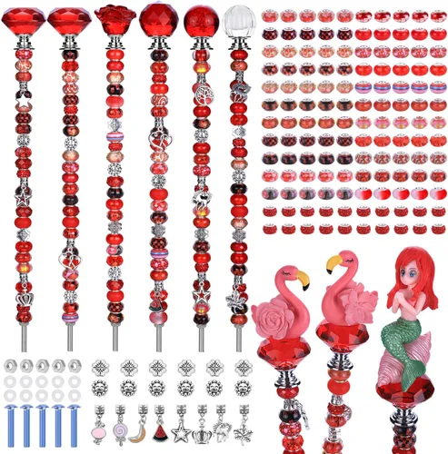Miniatura 25 de Kit de 158 piezas de varitas de hadas de bricolaje para jardín, múltiples esquemas de color con cuentas europeas, cristales y puntas de diamante