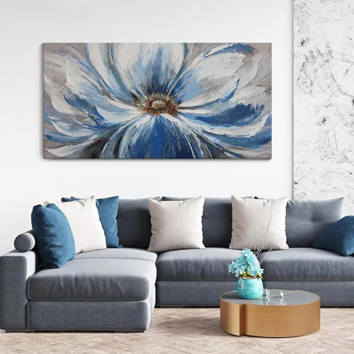 Miniatura 9 de Mofutinpo Arte de Pared en Lienzo Azul Decoración de Pared Abstracta Moderna para Sala de Estar Cuadros Contemporáneos para Decoración de Pared