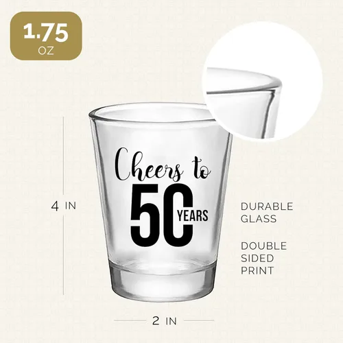 Miniatura 4 de Vasos de chupito de Cheers to 50 Years – 12 unidades, 1.75 onzas cada una, decoraciones de cumpleaños 50 para hombres y mujeres, recuerdos de fiesta