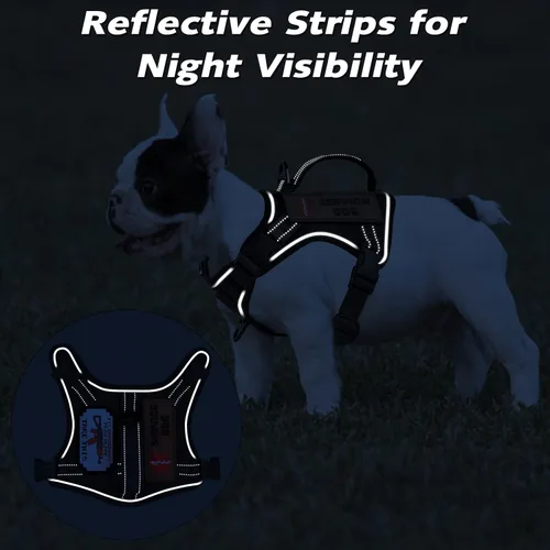 Miniatura 5 de Arnés táctico XS para perro, chaleco de servicio militar para perro con mango vertical, chaleco para cachorros pequeños sin tirones para Negro