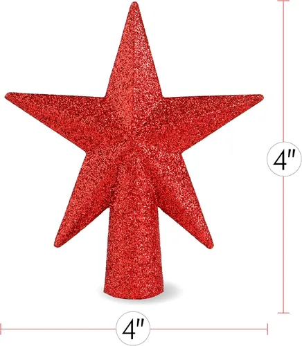 Miniatura 4 de Ornativity Adorno de Estrella con Purpurina para la Copa del Árbol - Rojo Navideño Decorativo para Mesa de Escritorio Mini Árboles Adornos