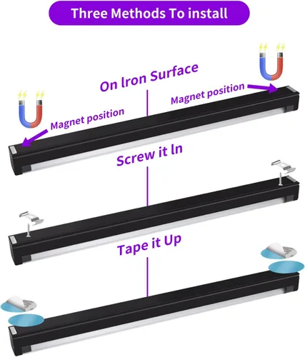 Miniatura 3 de roperry Barra de luz negra de 10 W y 1 pie de luz negra LED para tapiz fluorescente, póster, pintura corporal, luces de tira UV para gabinete