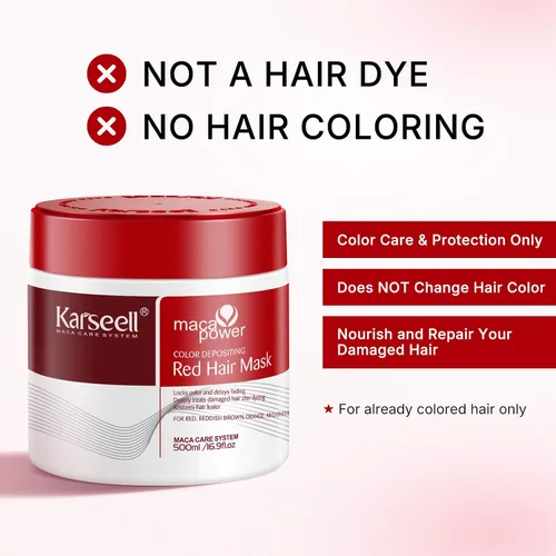 Miniatura 2 de Karseell Acondicionador Depositante de Color Mascarilla Capilar Roja Potenciador de Color, Hidrata y Realza los Tonos Rojos para Cabello Tratado