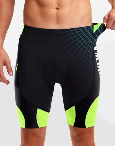 Miniatura 25 de Bikewa Pantalones cortos de ciclismo para hombre, con acolchado 4D, para ciclismo de carretera, con bolsillos con cremallera
