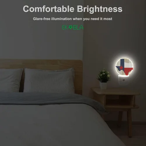 Miniatura 4 de EKOBLA Luces nocturnas de bandera de Texas, enchufables a la pared, luz nocturna rústica del estado de Texas con sensor de atardecer a amanecer