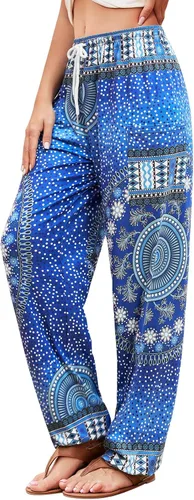 Miniatura 20 de QIANXIZHAN - Pantalones harem para mujer, pantalones palazzo hippie, joggers bohemios con bolsillos, ropa de yoga