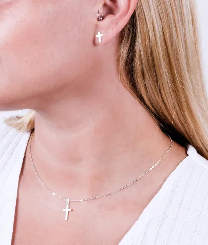 Miniatura 16 de Collar de cruz de oro para mujer, collares con colgante de cruz minimalista, longitud de 16 a 18 pulgadas, joyería cristiana hecha a mano, regalo