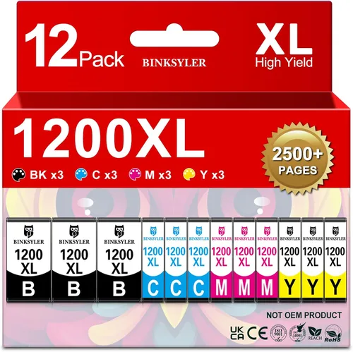 Paquete de 12 cartuchos de tinta Maxify 1200XL para Canon PGI-1200XL PGI-1200 XL PGI 1200 Pigment Ink Work para Canon Maxify MB2720 MB2050 MB2350