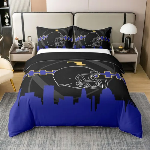 Miniatura 10 de Erosebridal Juego de funda de edredón de fútbol 100% algodón, para niños y niñas, funda de edredón, juegos de cama de rugby con 1 funda de almohada