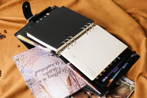 Miniatura 5 de Moterm A5 Luxe Rings Planner - Organizador de carpeta de cuero genuino (Pebble-Negro, argolla de 1.18 pulgadas (30 mm))