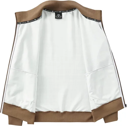 Miniatura 4 de W JIANWANG Conjunto deportivo de 2 piezas para hombre con cremallera completa manga larga a cuadros chaquetas y pantalones activos