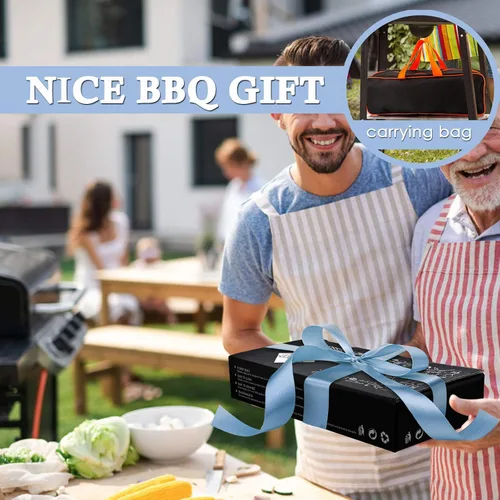 Miniatura 7 de HaSteeL Juego de 7 accesorios para parrilla de barbacoa, juego de herramientas de parrilla de acero inoxidable con bolsa de almacenamiento, espátula