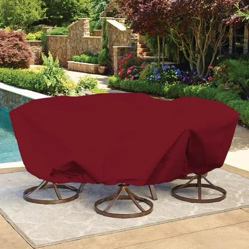 Miniatura 17 de Bynbbur Funda impermeable para muebles de patio de 13 pies con dobladillo de cuerda de alambre en todos los bordes, fundas redondas para piscina