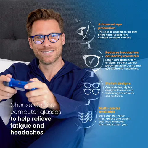 Miniatura 6 de OPULIZE SEE Gafas de Lectura con Bloqueo de Luz Azul para Mujeres y Hombres, Marco Estrecho, Bisagras de Resorte, Gafas para Computadora