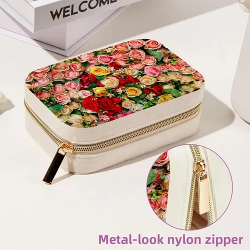 Miniatura 6 de Double Layer Portable Travel Mini Jewelry Case Display Storage Holder Boxes Romantic Nature Roses Flower