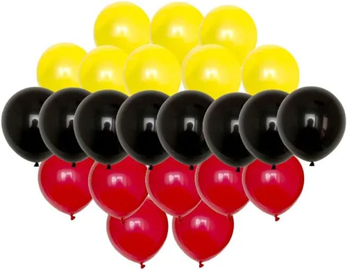 Juego de 30 globos de látex redondos de 3 colores rojo, amarillo, negro, para niños, cumpleaños, baby shower, suministros de decoración de fiesta,