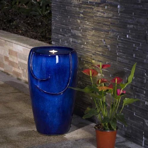 Glitzhome - Fuente de agua con luz LED para exteriores