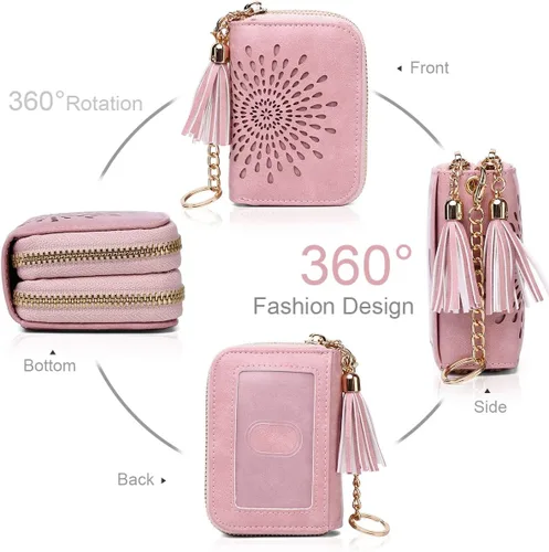 Miniatura 2 de APHISON RFID - Porta tarjeta de crédito con cremallera carteras pequeñas para mujer en cuero estilo girasol para mujer y niña caja de regalo 1927