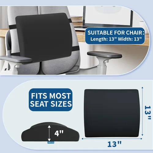 Miniatura 5 de QUTOOL Cojín ortopédico de asiento y almohada de apoyo lumbar para silla de oficina y coche, en espuma viscoelástica con funda lavable, cojín Cojín