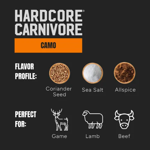 Miniatura 4 de Hardcore Carnivore Camo - Condimento de caza salvaje y cordero (agitador de 10.5 onzas) Bold Texas-Made Spice Blend para venado, alce, pato, cordero