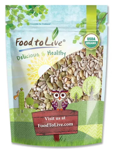 Food to Live Mezcla orgánica de semillas de girasol y calabaza, 8 onzas, aperitivo natural, rico en proteínas, perfecto para aperitivos, hornear y