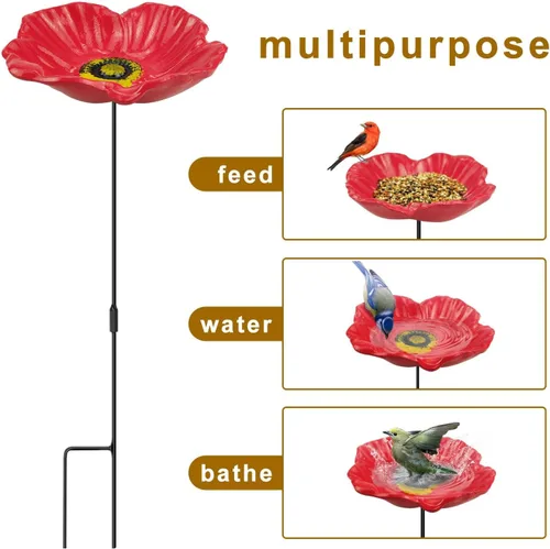 Miniatura 2 de MIXXIDEA Comedero para pájaros de girasol para exteriores, pequeña bandeja para pegar en el suelo, bonita bandeja para decoración de jardín al aire
