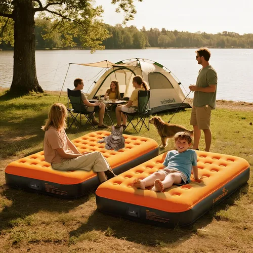 Miniatura 6 de Luxchoice Colchón de aire tamaño individual con bomba recargable incorporada de 9 pulgadas, colchón inflable de campamento, portátil, cama de aire