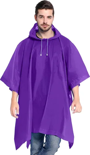 Miniatura 5 de ANTVEE Ponchos de lluvia para adultos, impermeable, portátil, reutilizable, paquete de 2 con capucha con cordón, se mantiene seco
