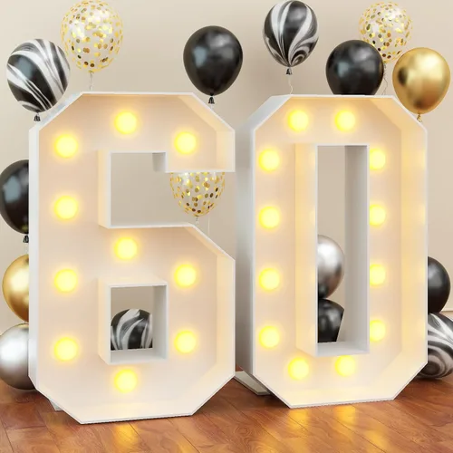 Miniatura 10 de Letrero luminoso de feliz cumpleaños de 40 años, decoración de fiesta para hombres, fondo de cumpleaños LED negro y dorado, carpa redonda, cartón