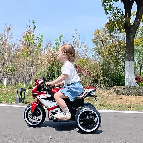 Miniatura 4 de Tamco - Motocicleta recargable, para niños de 3 a 4 años con pedal de arranque, música, luces, ruedas de iluminación (rojo)