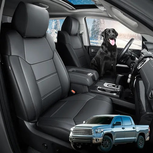 Super Cubierta para Fundas de Asiento Toyota Tundra 2014-2021 (Solo CrewMax), Juego Completo de Protectores de Asiento Negros para Camioneta Pickup