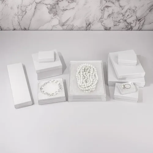 Miniatura 5 de TheDisplayGuys - Paquete de 25 cajas de cartón rellenas de algodón #10 para joyas, color blanco mate (1.9 x 1.3 x 0.7 pulgadas), para envío