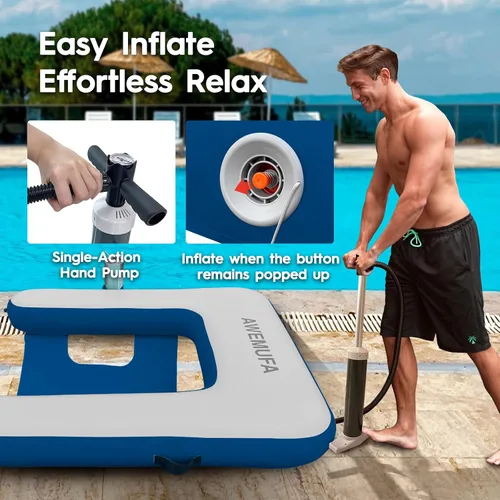 Miniatura 6 de AWEMUFA Sillas inflables para adultos, flotadores de piscina con respaldo de reposabrazos, silla flotante inflable, sillas flotantes para piscina