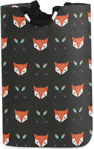 visesunny Cesta de lavandería plegable con diseño de zorros y flechas de animales, de tela Oxford, organizador de juguetes con asa para baño, Multi28