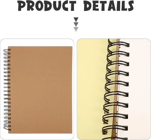 Miniatura 2 de VICASKY Cuaderno de bocetos en espiral, tapa de estraft, bloc de bocetos en blanco, cuaderno de bocetos a granel, bocetos con alambre para dibujar