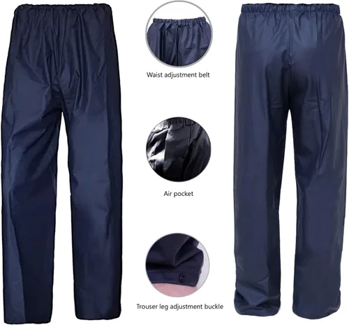 Miniatura 5 de Traje de lluvia para hombre, ligero, impermeable, protector impermeable (chaquetas y pantalones), ropa de trabajo para la lluvia Azul