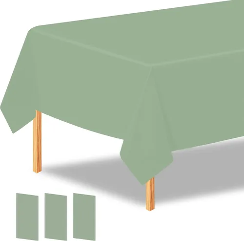 Miniatura 42 de 2 manteles de plástico color beige, 54 x 108 pulgadas, rectangular, desechables, para cumpleaños, bodas, pícnic, fiestas de vacaciones