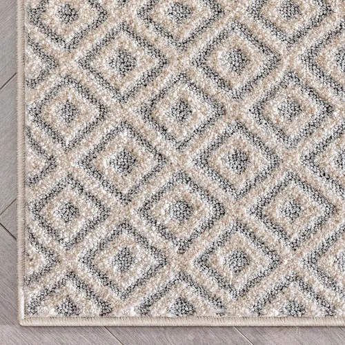 Miniatura 3 de Well Woven Alfombra de pasillo de tamaño personalizado, elige tu longitud, color gris piano, tribal, diamante, geométrico, 31 pulgadas de ancho x 16