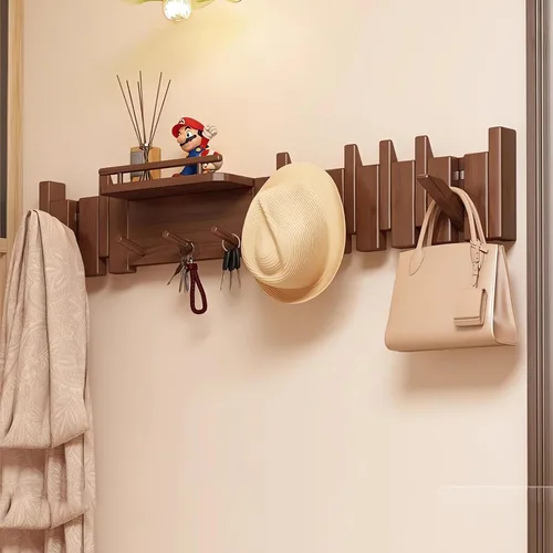 Miniatura 45 de Percheros montados en la pared, ganchos para llaves de piano, colgador de madera maciza natural, tela no tejida, perchas para armario, cocina