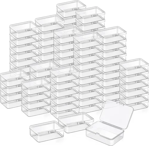 Miniatura 12 de SATINIOR 100 Piezas Cajas de Almacenamiento de Perlas de Plástico Transparente Cajas Pequeñas Claras con Tapa con Bisagras Estuche de Plástico