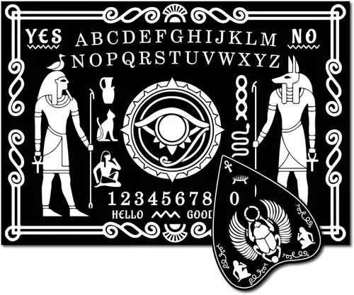 Miniatura 12 de CREATCABIN Tabla de hablar de espíritu de madera negra con sol y estrellas rectangulares, péndulo de madera, tablero de adivinación con plancha