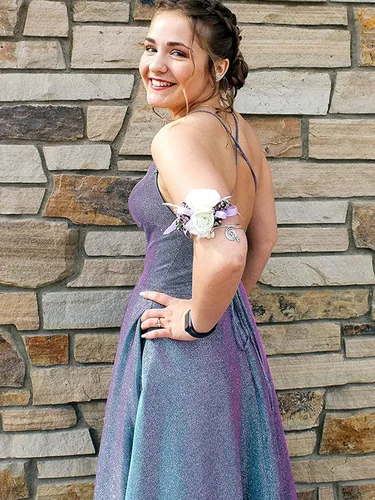 Miniatura 4 de Vestidos largos acampanados y con bolsillos para baile de graduación vestido formal de fiesta de noche y de baile con aberturas laterales